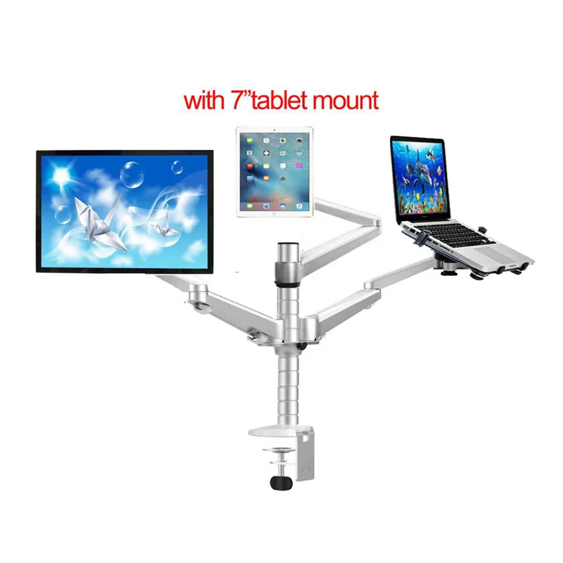 

OA-14X Multimedia Desktop Dual Arm 10"-25" LCD Monior stand mount+ Laptop Holder Stand +10" tablet mount+keyboard tray bracket