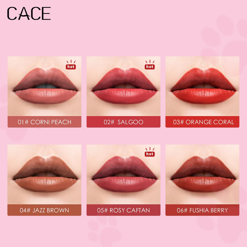 Sexy Women Lipstick Matte Lip Gloss 6 Colors Liquid Lipstick Lightweight Long Lasting Lip Tint Waterproof Moisturizing Makeup