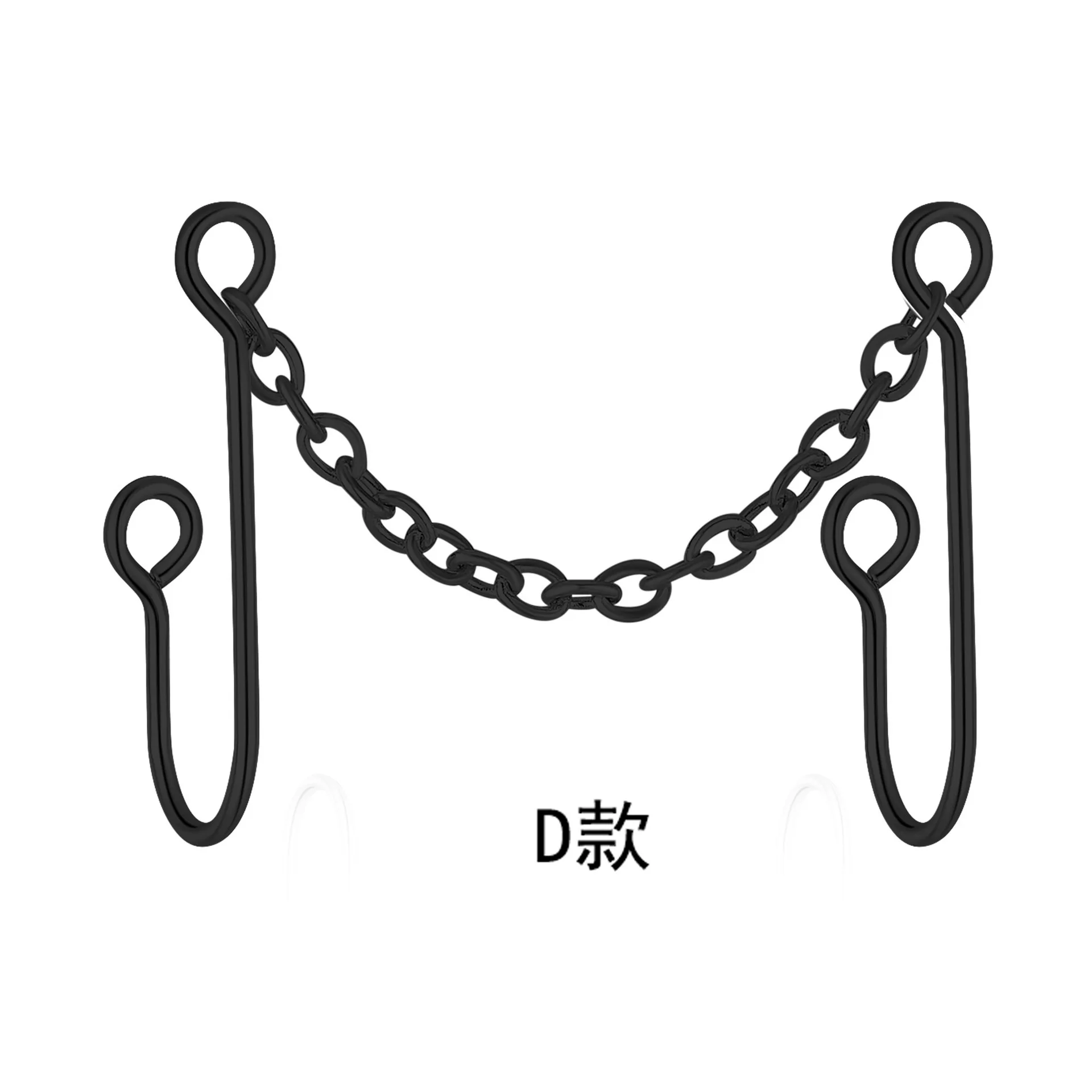 1 Stück Doppelketten-Nasenpiercing, gefälschter Nasenpiercing-Cuff, goldfarben, schwarz, für nicht durchstochene Nasenlöcher, gefälschter Nasen-Cuff, Nasenring, Schmuckgeschenk – Detail 1