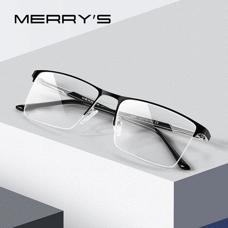 MERRYS DESIGN Men Alloy Glasses Frame Male Square Half Optical Ultralight Business Style Myopia Prescription Eyeglasses S2051