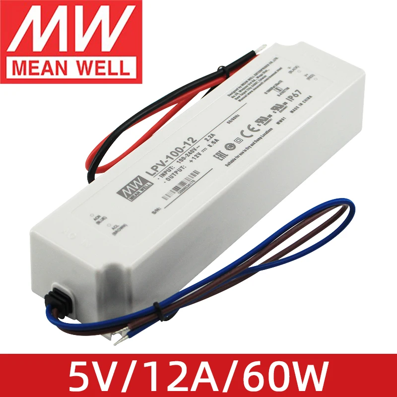 

MEAN WELL LPV-100-5 5V 12.0A 60W meanwell High Quality 100W Single Output LED Switching Power Supply