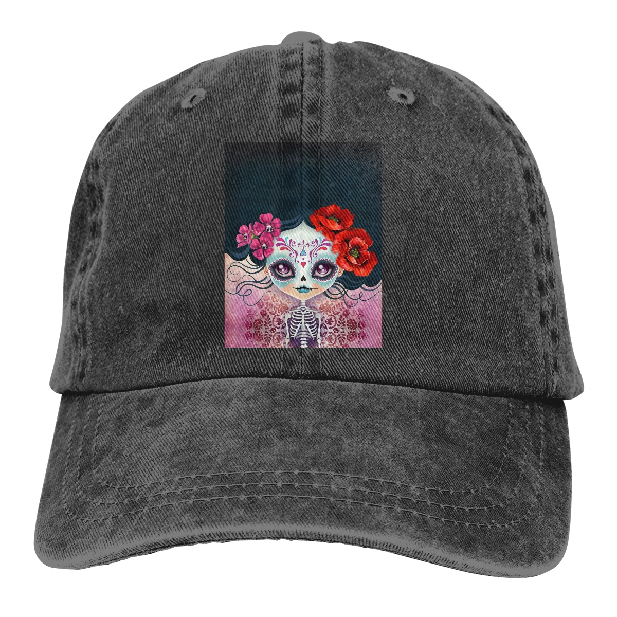 Adjustable Solid Color Baseball Cap Amelia Calavera Washed Cotton Mexican Sugar Skull Funny Sports Woman Hat