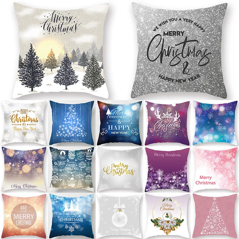 1Pcs Christmas Tree Snowflake Alphabet Pattern 45*45cm Polyester Cushion Cover Decorative Sofa Home Car Decor Pillowcover 40994