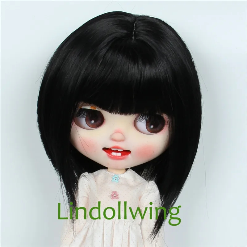 

9-10 inch Blyth Qbaby Amydoll Wig Short Straight Black Hair