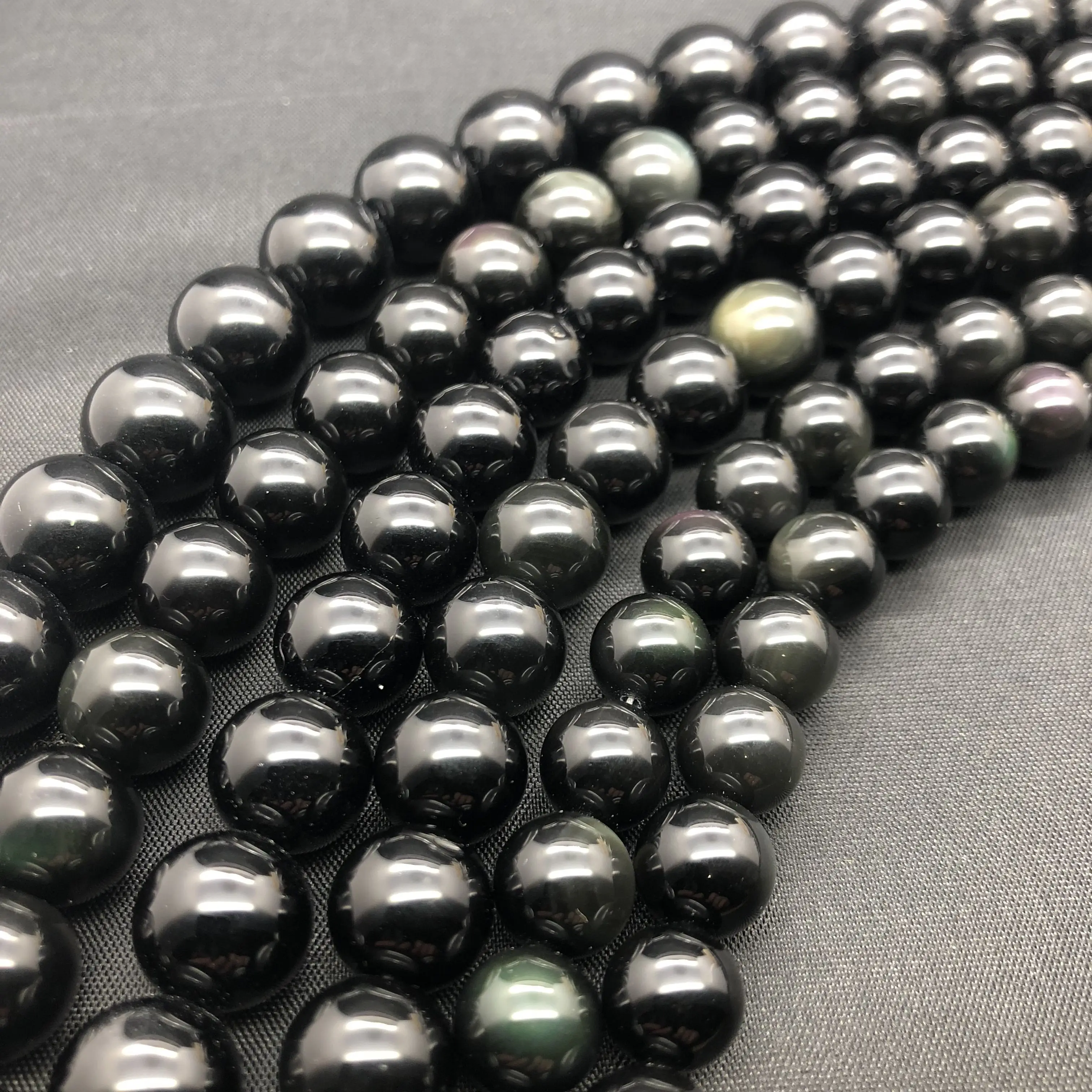 Obsidian Beads 4-16mm Round Black Natural Loose Stone Bead Diy for Necklace