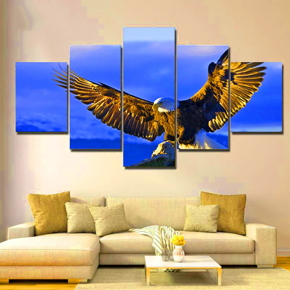 

Diamond painitng 5 Piece Eagle 5d diy full drill Painting Wall Picture for Living Room Square and Round Diamonds k2006