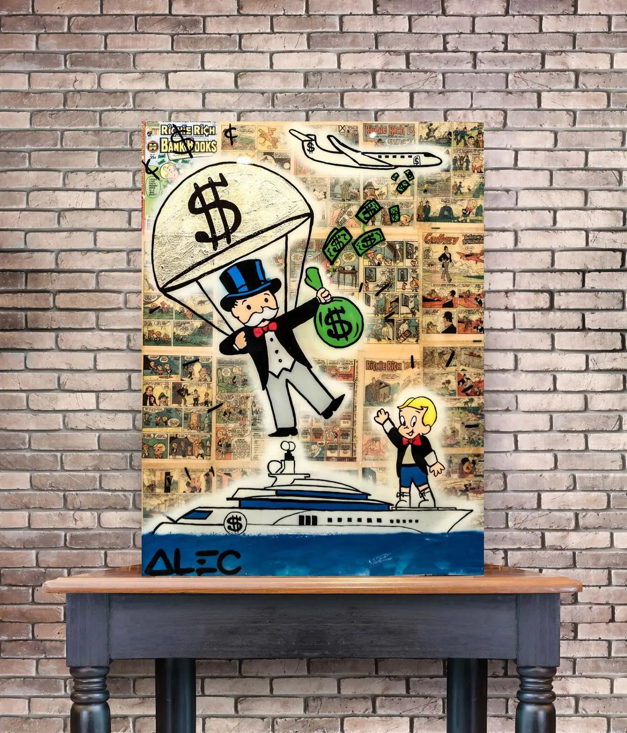 

Alec Monopolys Money Parachute Abstract Wall Art Oil Painting Poster Canvas Painting Print Pictures for Living Room Home Decor