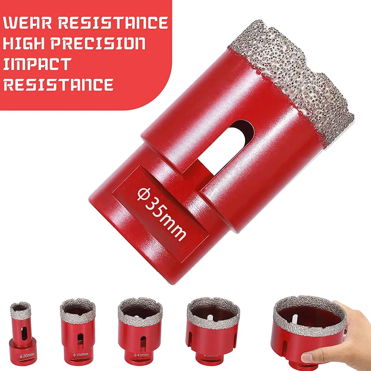 5pcs Diamond Hole Saw kits M14 20/35/45/55/72mm Diamond Core Bit With Aluminum Case,Cutting Ceramic Marble Porcelain Glass Tiles