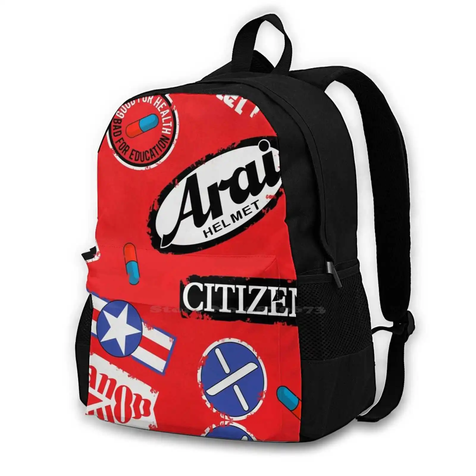 

Neo Tokyo Teen College Student Backpack Pattern Design Bags Neo Tokyo Akira Tetsuo Kaneda Biker Gang Retro Vintage Sci Fi Anime