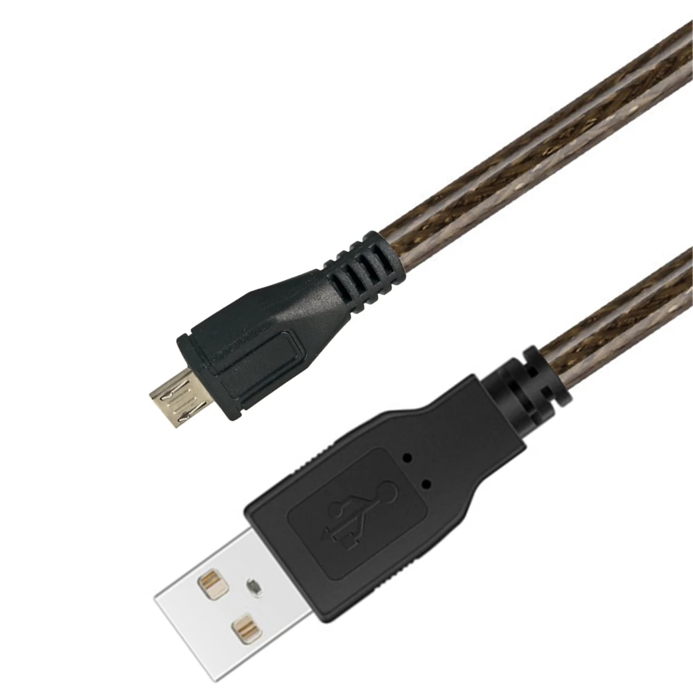 High Speed Transparent brown  Straight USB 2.0 male to micro/Mini/B Male usb male 5p Connector Charging Cable Extension line 1M