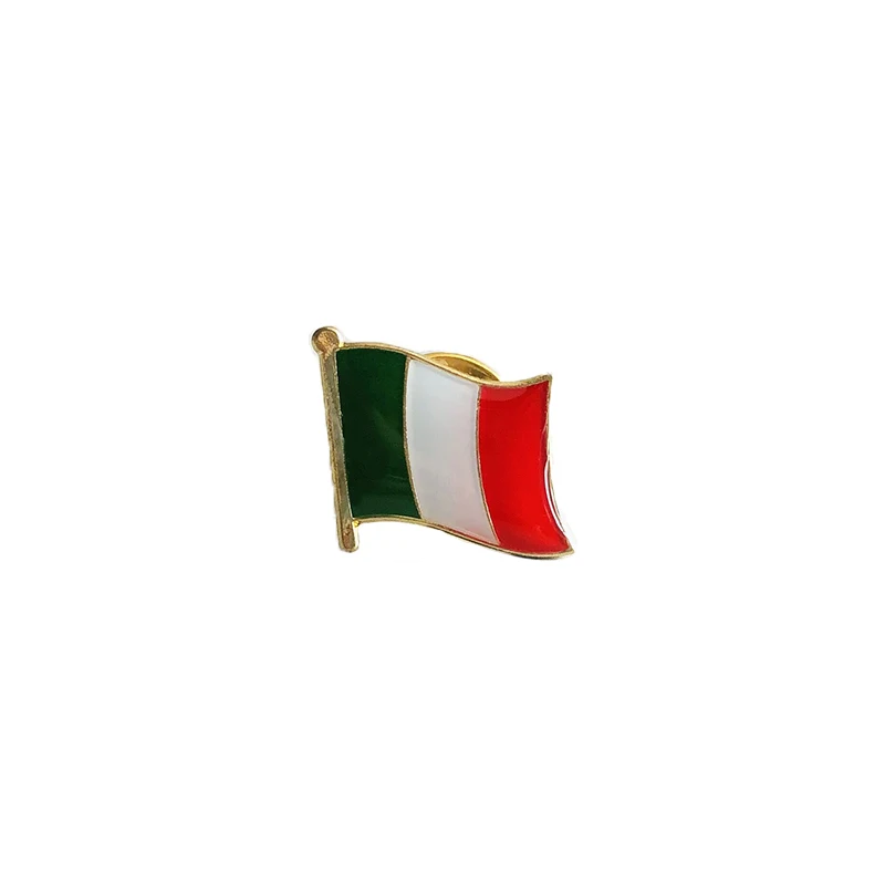 Italy National Flag Crystal Epoxy Metal Enamel Badge Brooch  Collection Souvenir Gifts  Lapel Pins Accessories  Size1.6*1.9cm