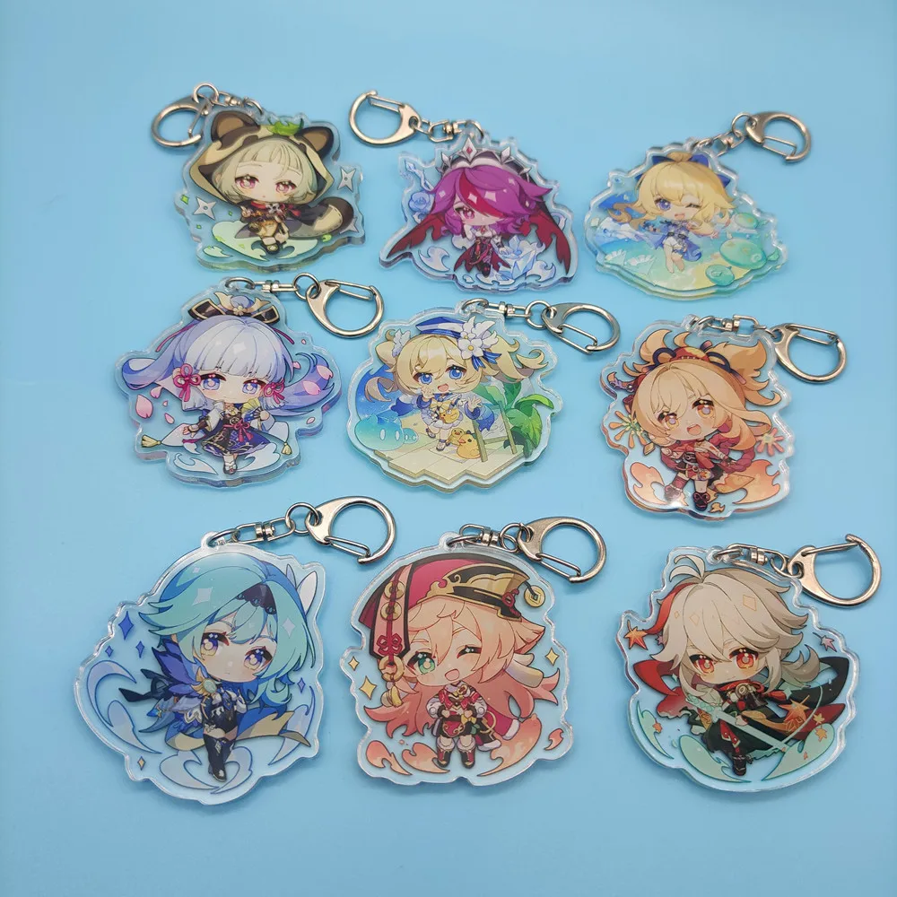 Anime Impact Kaedehara Kazuha Barbara Gunnhildr Key Chains Two-sided Keychain Cosplay Acrylic Pendant Keyring