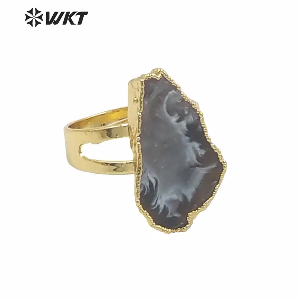 WT-R226 Wholesale amazing charming druzy crystal ring Distinctive gold color charm  druzy  ring  jewelry adjustable size