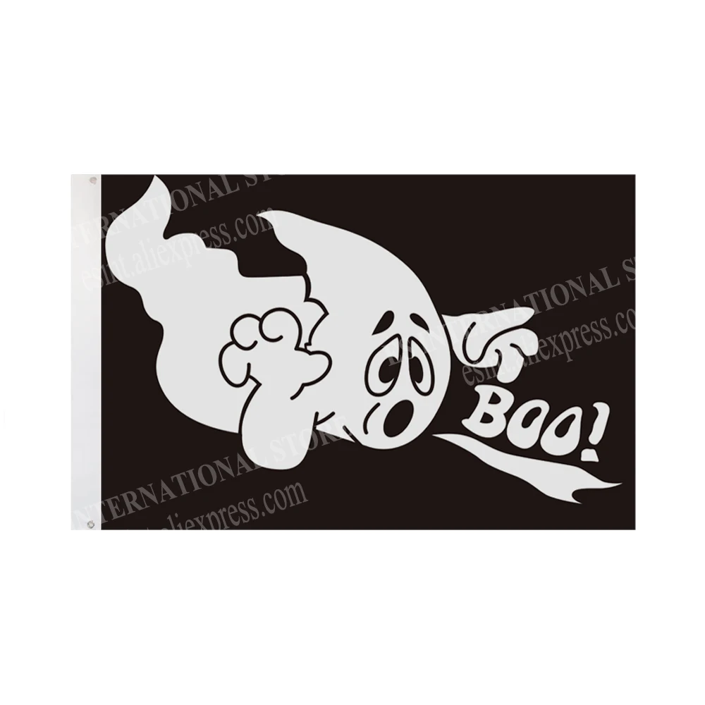 Halloween Ghost Boo Flag 90 x 150cm 3 x 5ft Custom Banner Metal Holes Grommets Indoor And Outdoor