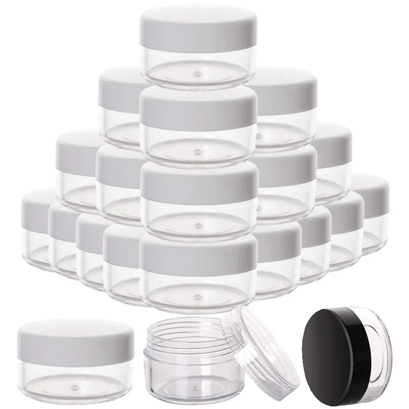 100Pcs Lip Balm Containers 2g/3g/5g/10g/15g/20g/30g Empty Plastic Cosmetic Makeup Pot Transparent Sample Bottles Eyeshadow Cream