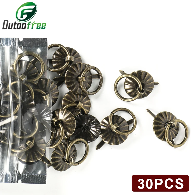 30pcs 19mm Vintage metal tin box decorated handle Mini Drawer Door ring pulls 0.74