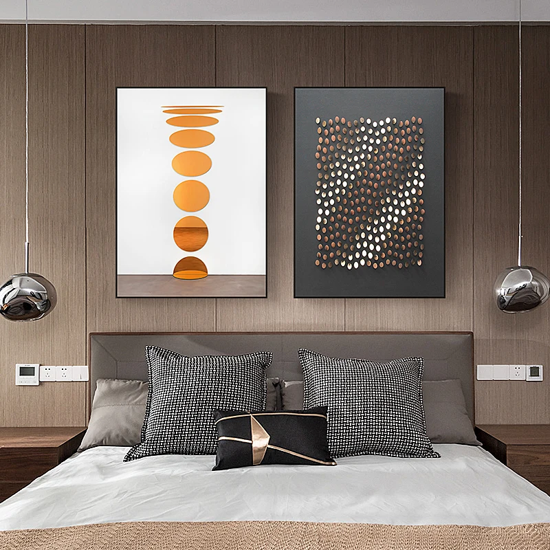 Modern Abstract Geometry Patterns Wall art  Canvas painting Nordic Poster Orange Pictures For livingroom bedroom Home Decor
