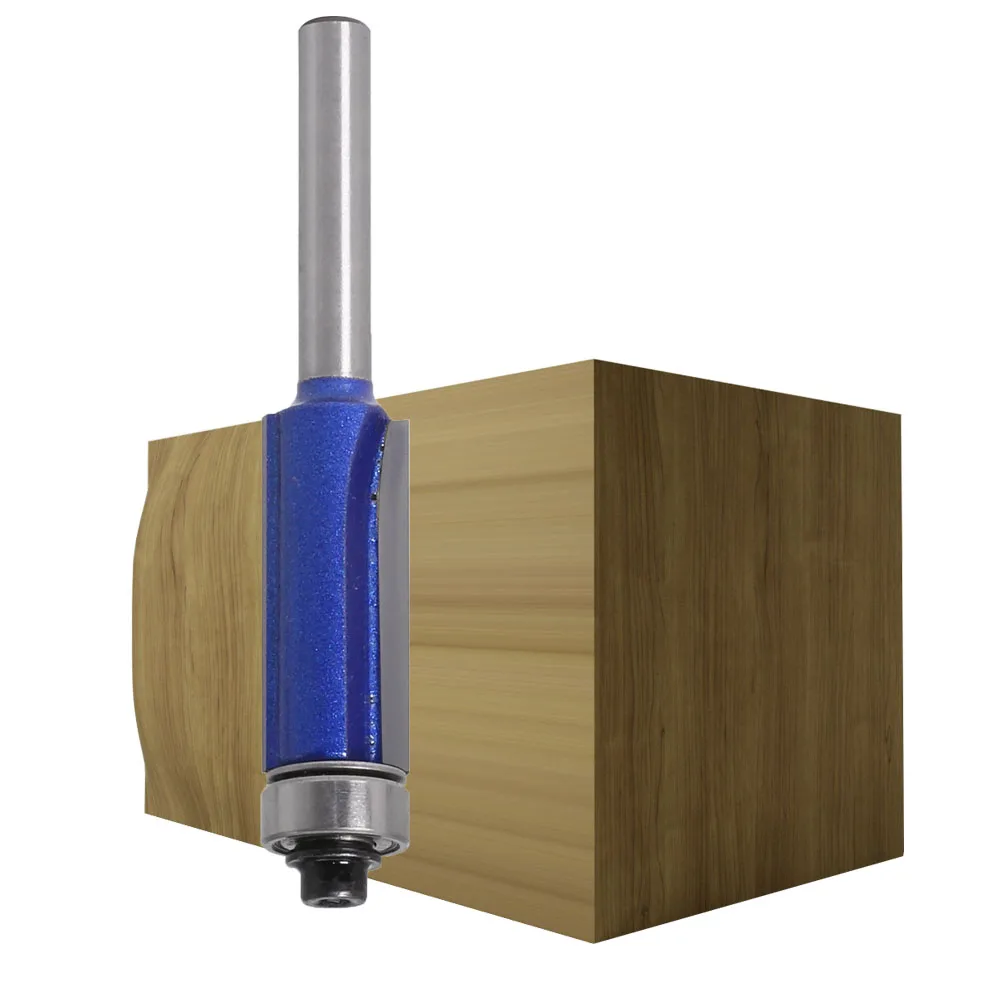 1pc 1/4 Shank 6mm shank Trim Router Bit with Bearing for Wood Template Pattern Bit Tungsten Carbide Milling Cutter for Wood