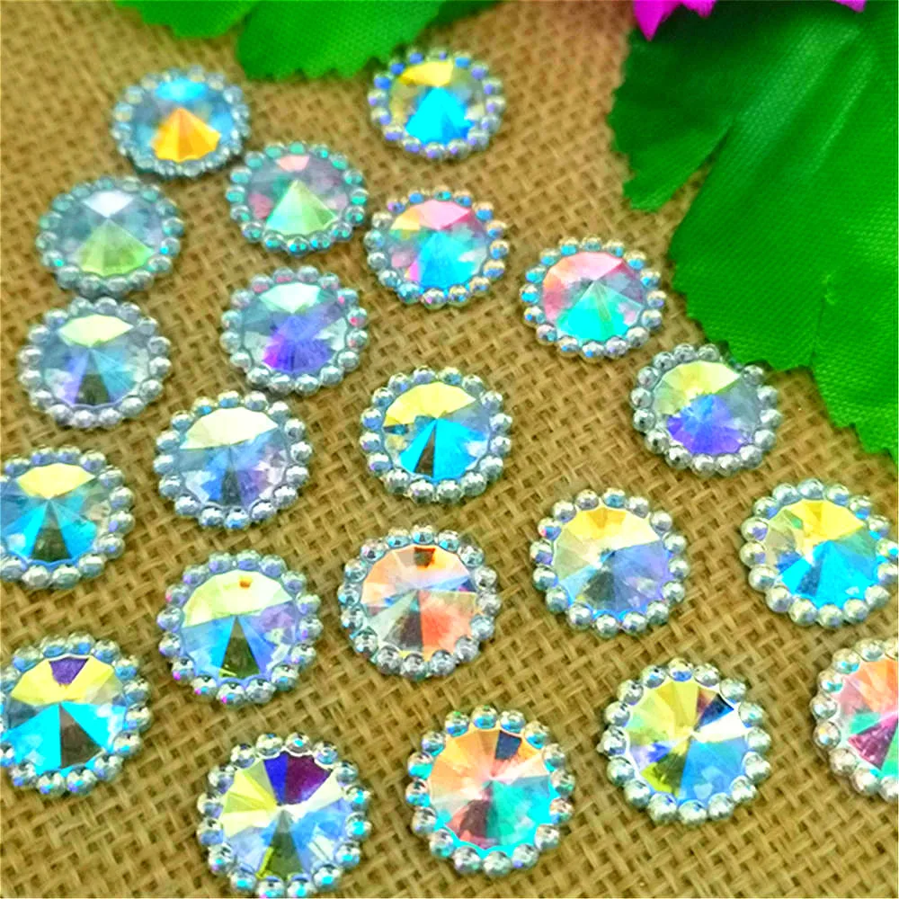 12mm 70pcs AB Flatback Rhinestone and Crystal Acrylic Stone Rhinestone DIY Clothes Crafts