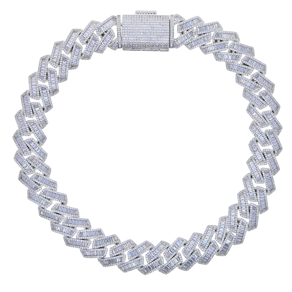 Iced Out Bling 19mm Rectangle CZ Heavy Chunky Cuban Link Chain
