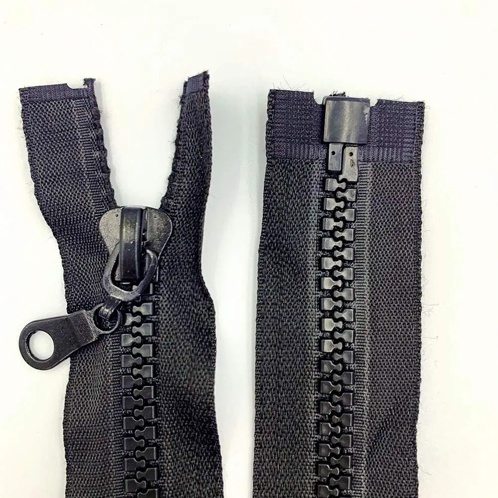 2PCS 8# ( 27.5-47 Inch )Bulk Separating Resin Jacket Zippers for Sewing Coats Jacket Zipper Black Molded Plastic Zippers