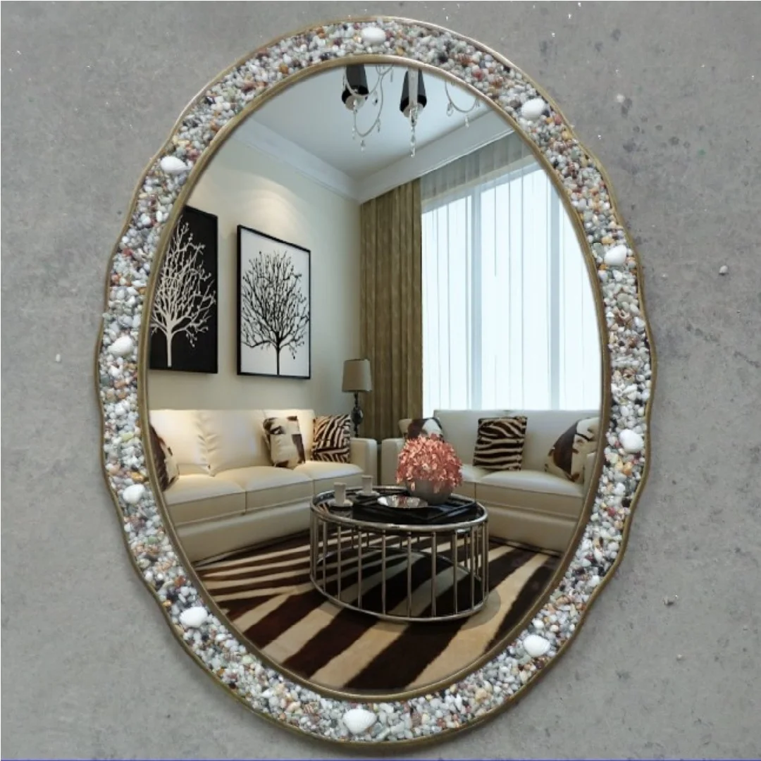 Mediterranean Style Oval Bathroom Mirror Living Room Decoration