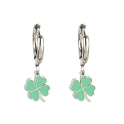 Hoop Earrings Stainless Steel Star Earring Moon Clover Charms Earring Color Flower Pendant Earrings For Women Jewelry