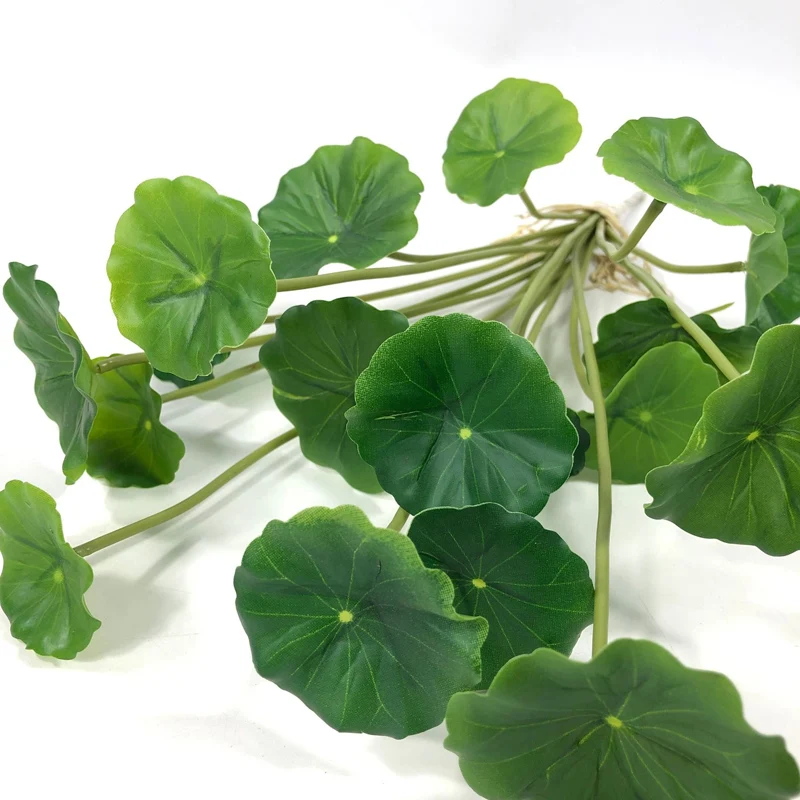 37cm 18 Heads Artificial Lotus Plants Green Leaves Plastic Tree Fake Bonsai Plants Real Touch Copper Leafs For Home Office Decor