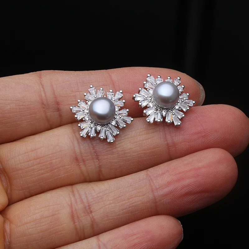 Echt Weiß Schwarz Süßwasser Natürliche Perle Set Frauen, Hochzeit 925 Sterling Silber Halskette Ohrring Sets Schmuck Jahrestag Geschenk – Detail 7
