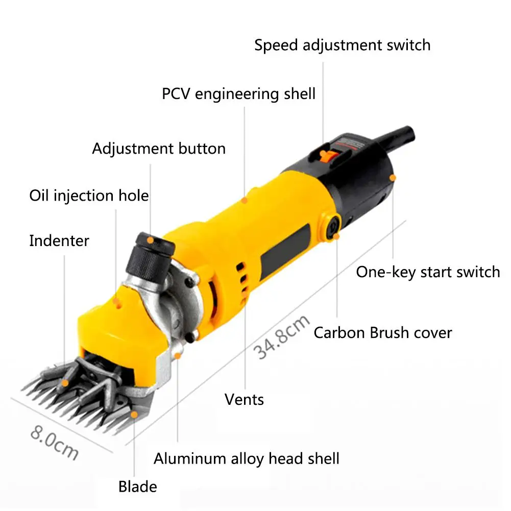 1000W Electric Sheep Shearing Cutter 9 Gears Goat Wool Shaving Adjustment Push Trimmer Tool Powerful Scissor Machine EU Plug