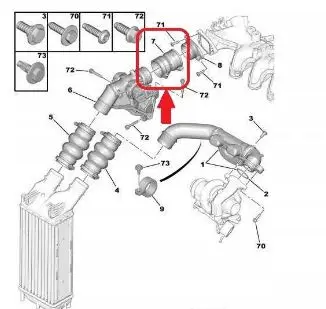 0382.EL Turbo Hose MINI COOPER R55 / R56 1.6 D Peugeot 307 / 407 Citroen C4 / C5 1.6 Hdi. Volvo C30 / S40 II / S80 II V50 1.6 D