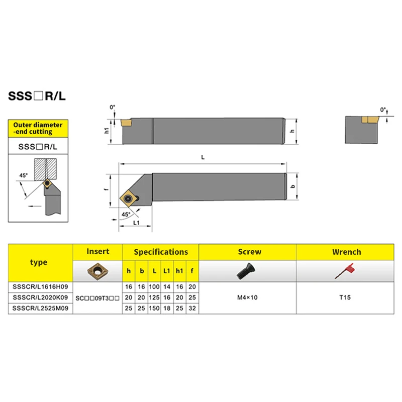 1pc SSSCR1616H09 SSSCR2020K09 SSSCL2525M09 External Turning Tool Holder SCMT Carbide Inserts Lathe CNC Cutting Tools Set