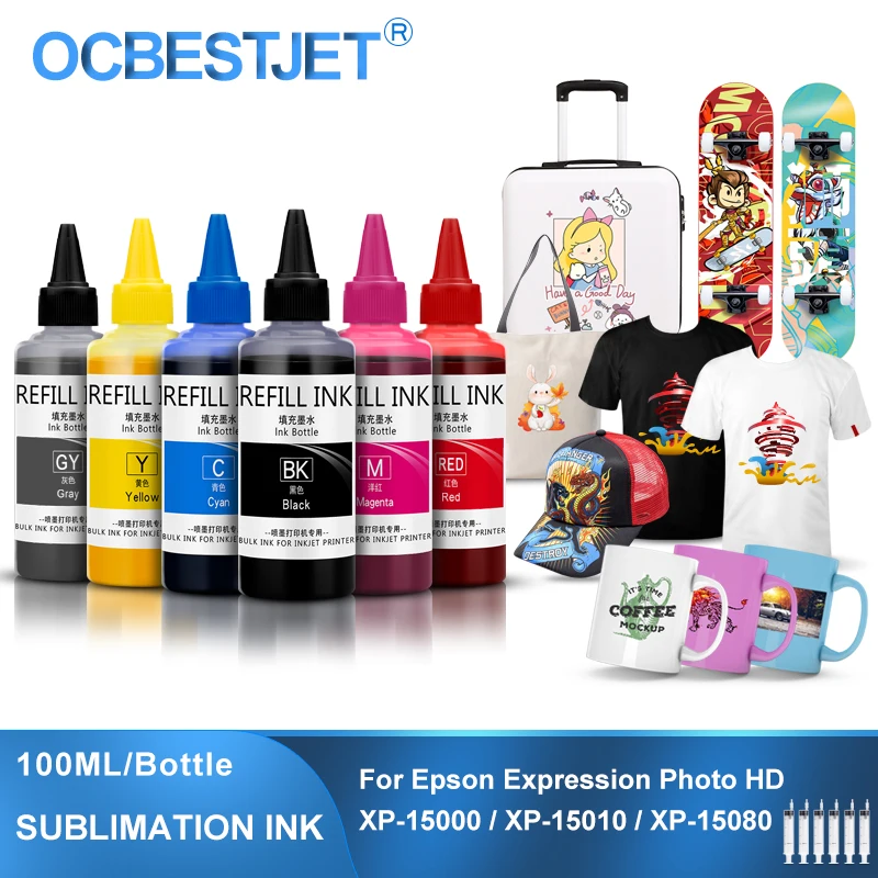 100ML/Set Sublimation Ink For Epson Expression Photo HD XP-15000 XP15000 XP-15010 XP15010 XP-15080 XP15080 Printer T312 T314 XL