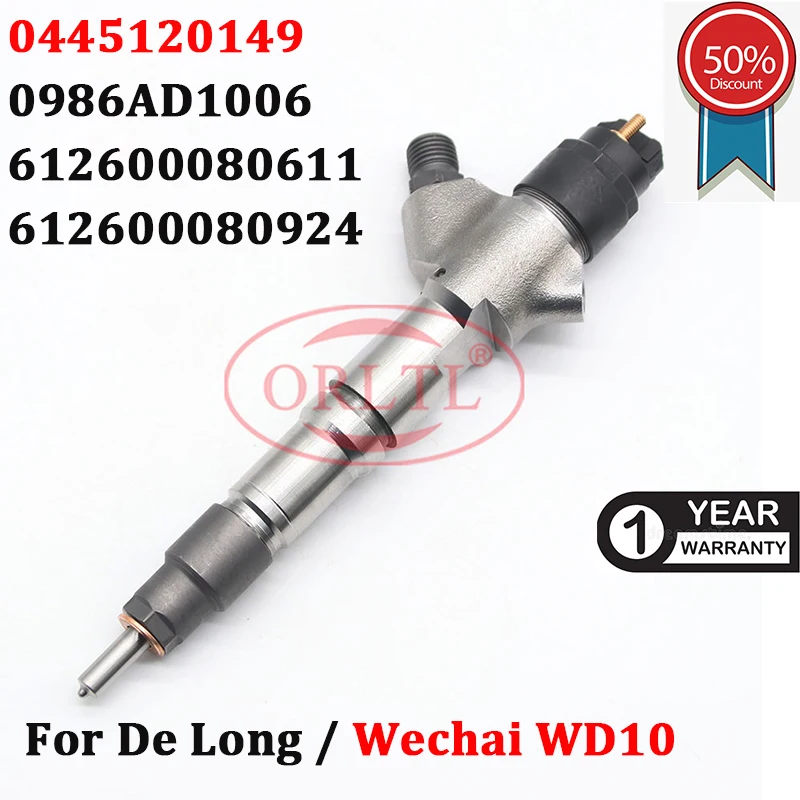 

ORLTL 0445120149 CR Fuel Injector 0445 120 149 OEM For WEICHAI 612600080611 For Engine Weichai WD10 612600080924