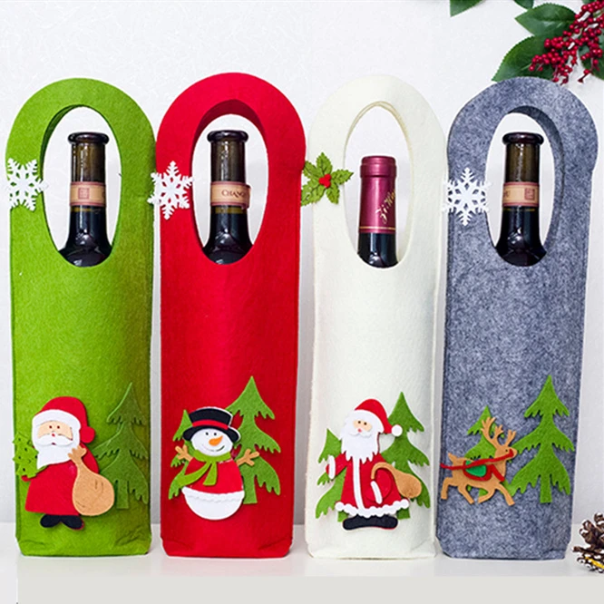 Wine Bottle Christmas Cover Cartoon Santa Snowman Party Ornament Decor Table Xmas Bar Party decoration Storage bag