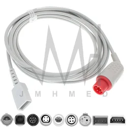 Compatible with Spacelab/BCI/Critikon/Invivo/Mennen/MDE/Dixtal Abbott,Uath,Edward,BD PVB IBP Pressure Transducer Adapter Cable