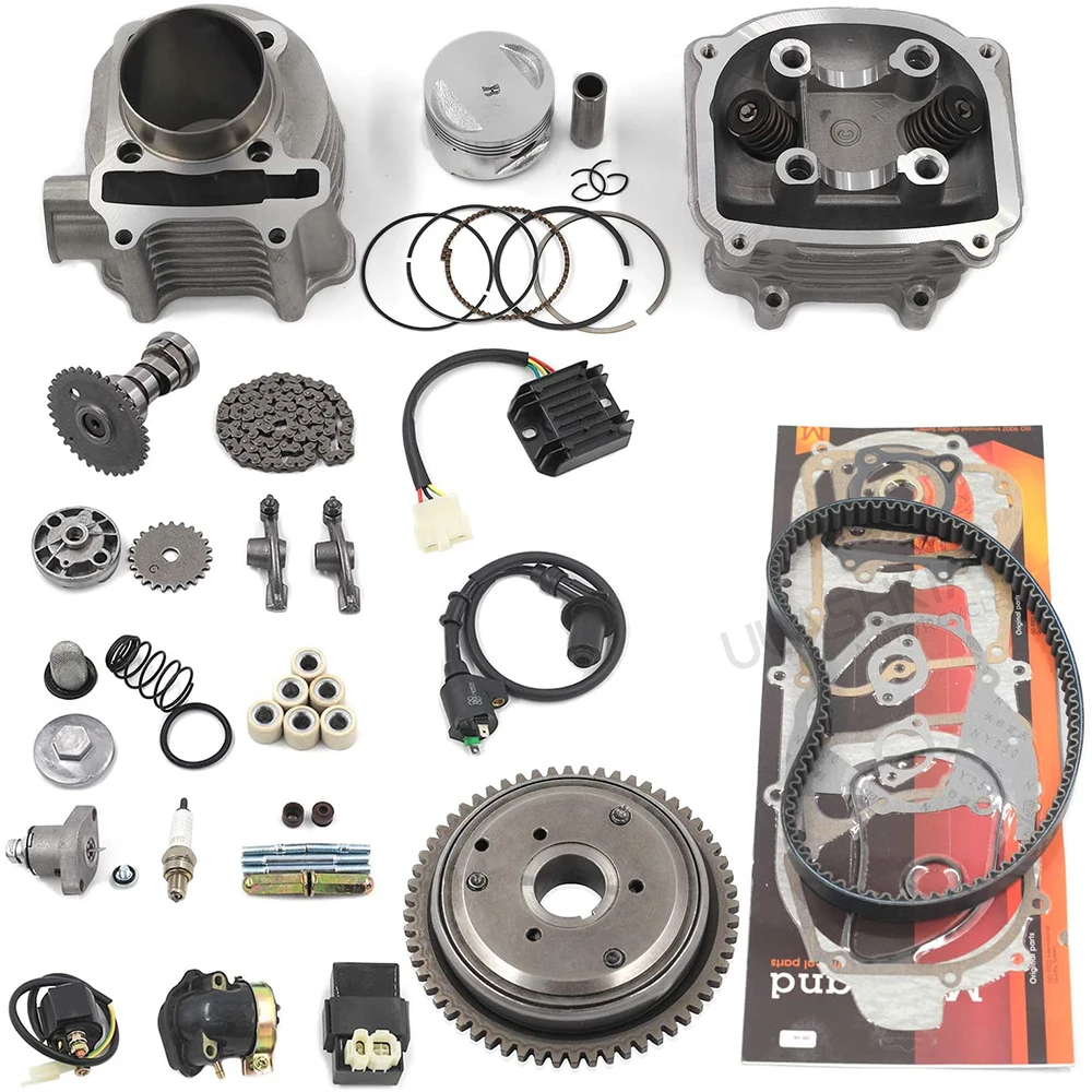 GY6 Cylinder Head Rebuild Kits with valves, Trkimal 57.4mm 150cc Big Bore Upgrade Kits for 4 stroke 157QMJ Engines