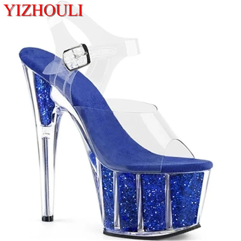 The newly listed 15CM-thick high heels, sequined waterproof platform, fashionable women's shoes, sexy sandals