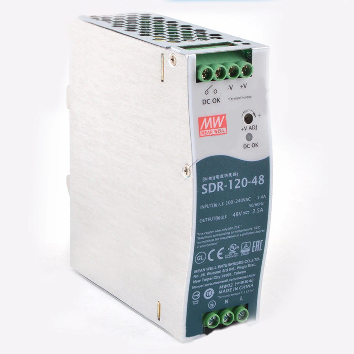(Mean well)SDR-75/120/240/480/480p/960 産業用 Din レール電源 AC から DC 12/24/48V オリジナル PFC 付き