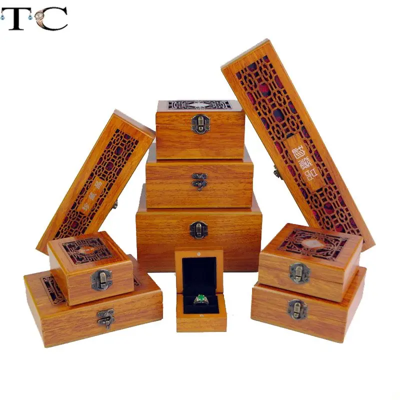 Jewelry Box Wooden Buddhist Bead Bracelet Bracelet Box Necklace Ring Holder Wenwan Solid Wood Packaging Gift Box