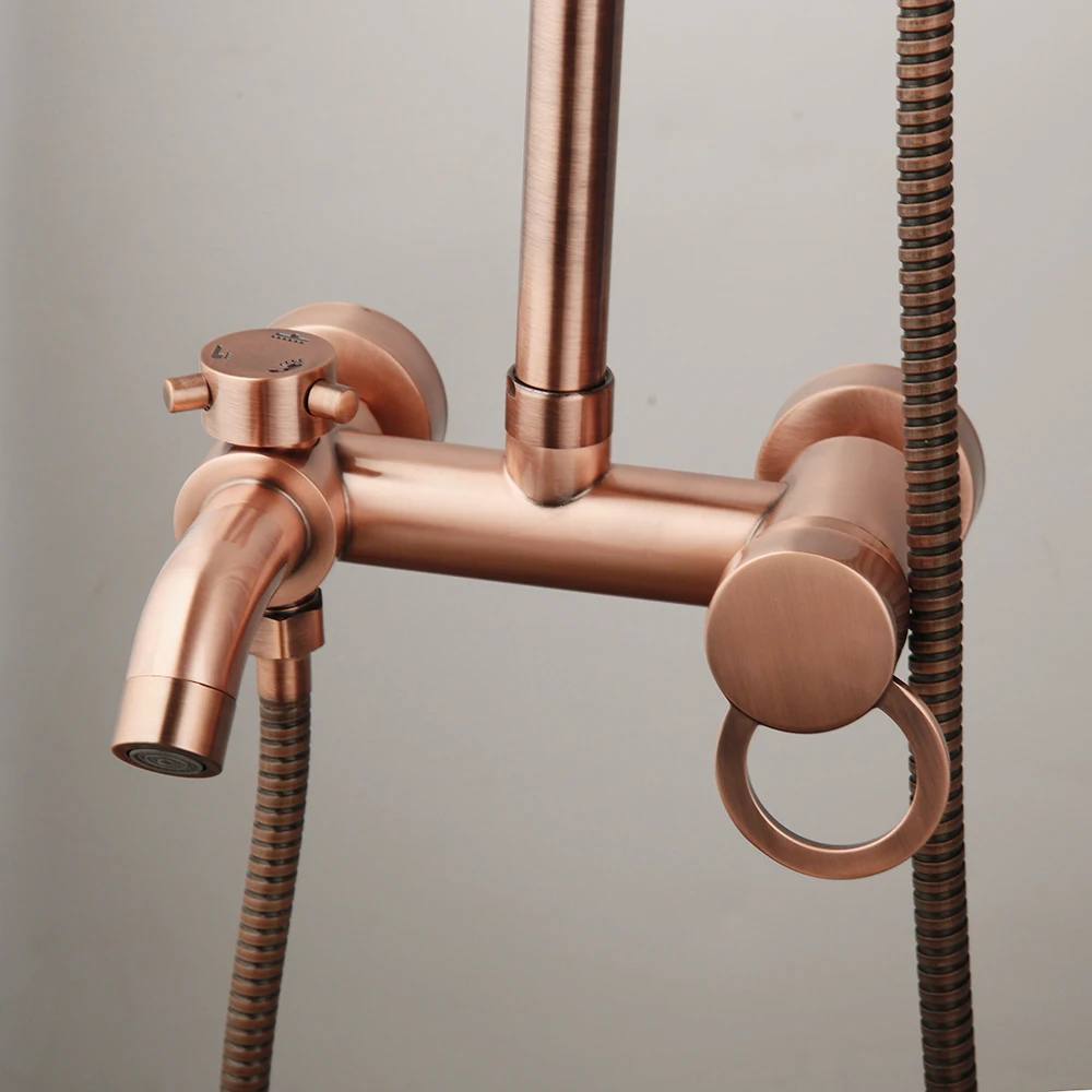 Imagem -04 - Zappo-antique Copper Rain Shower System Wall Mounted Shower Grupo Brass Rainfall Shower Head Bathtub Mixer in