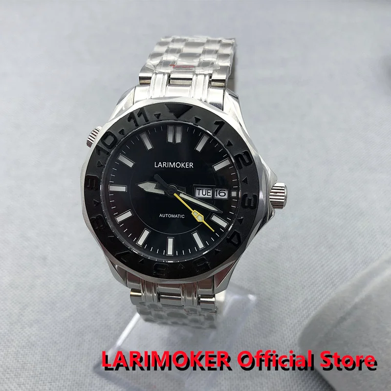 

LARIMOKER 41mm Polished Automatic Man Waterproof Watch Stainless Steel Bracelet 24Jewel NH36A Movement Sapphire Black Dial