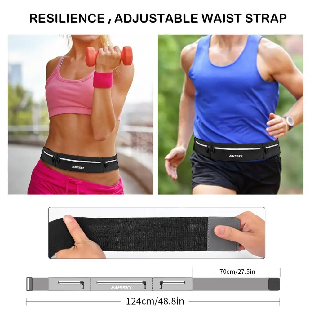 HAISSKY Potable Sports Running Waist Bag Ultra-thin Zipper Pocket Wallet Pouch Waist Pack Foldable Outdoor Cycling Belt Cases