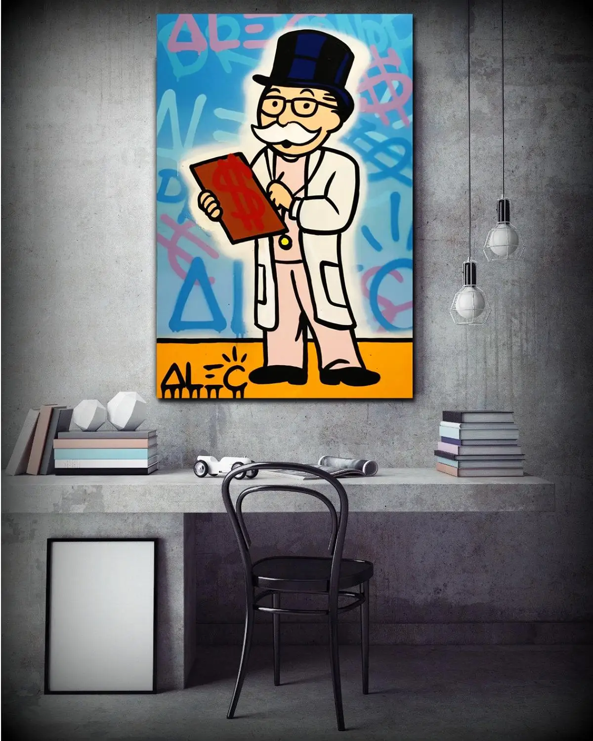 HD Print Alec Monopoly Oil Painting Home Decor Wall Art on Canvas Dr Monopoly Clipboard Canvas Printings Canvas Painting