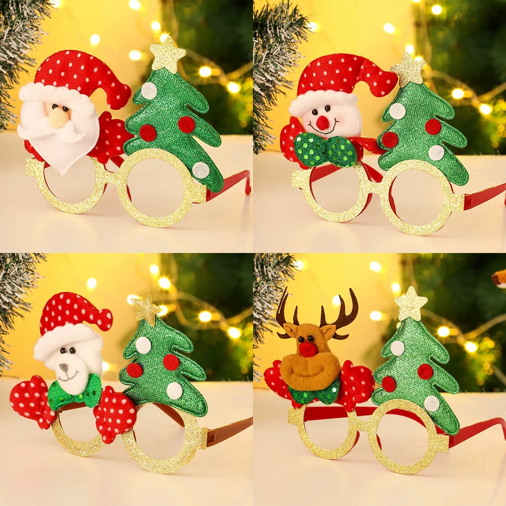 Christmas Glasses Photo Props Snowman Santa Claus Xmas Tree Elk Glasses Merry Christmas Gifts Kids Favor Joyeux Noel Decor DS29