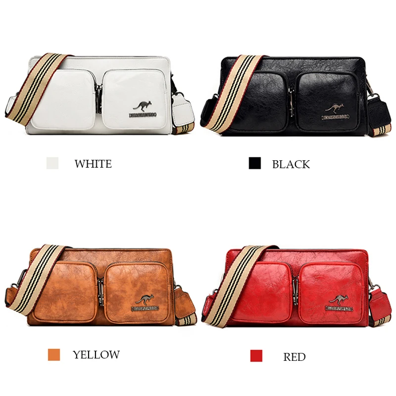 Moda Messenger torby szeroki pasek multi-pocket Crossbody torby dla kobiet znanych marek skórzana torba na ramię wysokiej jakości torebka