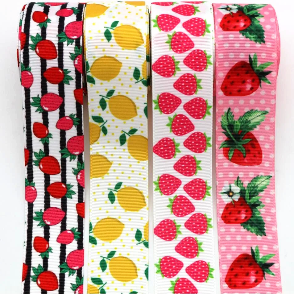 10 Yards 38MM Fruit Strawberry Ribbon DIY Handmade Material Hair Bows Cake Christmas New Year Decoration Grosgrain