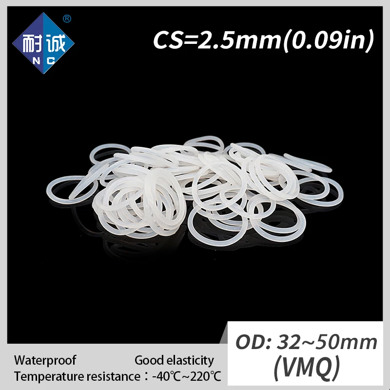 2 ピース/ロットシリコーンゴム論理和 VMQ CS 2.5 ミリメートル OD32/34/35/38/40/42 /44/45/48/50 ミリメートル O リングガスケットシリコーン O リング防水