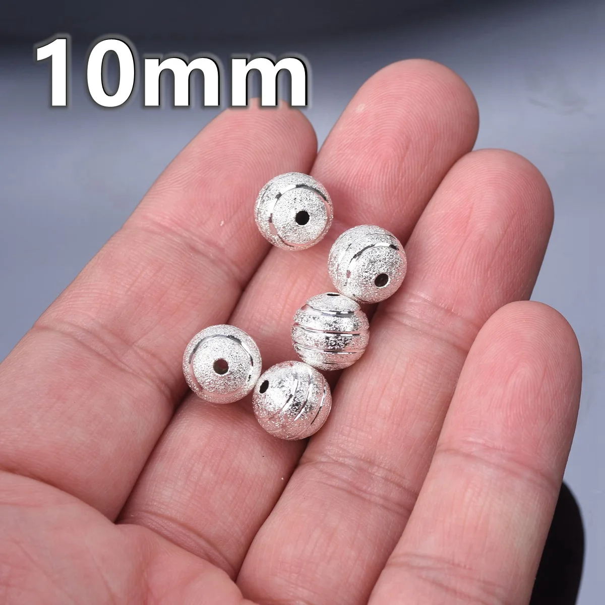 Plated Gold Color Silver Color Round 8mm 10mm Hollow Matte Circles Carved Brass Metal Loose Big Hole Beads For Jewelry Making