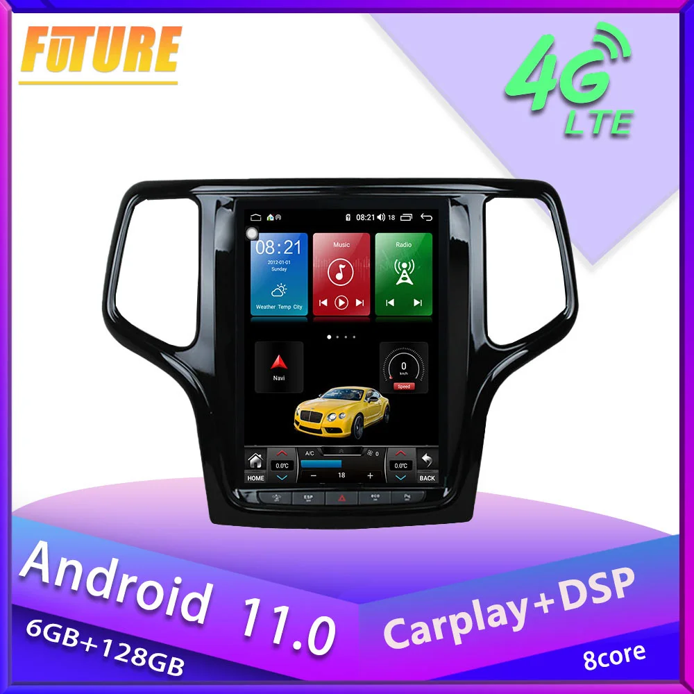 

128G Android 11 For Jeep Grand Cherokee 2008 2009-2013 Android Car Radio Stereo Multimedia Player GPS Navigation 2 Din Head Unit